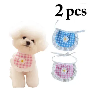 Dog Apparel 2PCS Pet Bib Soft Cotton Cat Bandanas Cute Plaid Puppy Scarf Adjustable Saliva Towel Washable Accessories