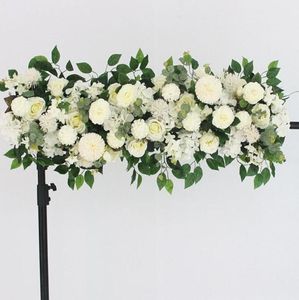 100 cm DIY bröllopsblommor väggarrangemang levererar silke pioner rose artificiell blommor rad dekor bröllop järn båge backdrop8270769