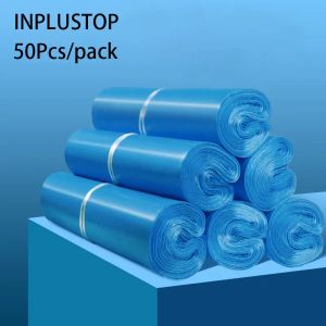 メーラーInplustop 50pcsブルーカラーパッケージクーリエバッグプラスチック衣料輸送エクスプレスポーチ自添付ポリメーラーメーリングバッグ