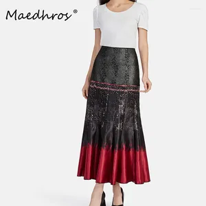 Skirts Women Elegant Long Skirt Vintage Print Niche Design Female Maxi Evening Party Luxury Clothing Holiday Wear