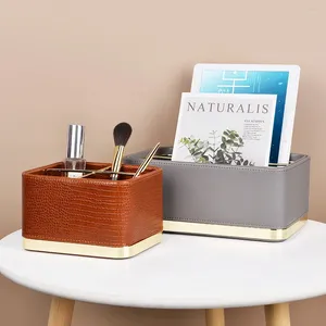 Storage Boxes Ins Nordic Bathroom Organizer Makeup Brush Holder PU Leather Portable Sundry Tray Jewelry Ring Dish Entrance Key