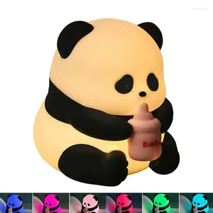Night Lights Kids For Bedroom Silicone Panda Shape Nursery Light USB Rechargeable Cute Portable LED Animal Decor Household