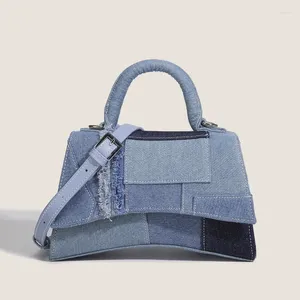 Sagne a tracolla classica in denim patchwork per donne borse di design di lusso e borse 2024 Spiring Design Top Hand Bag di stoffa