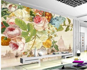 Wallpapers Beautiful Scenery European Retro Flower Oil Painting Fashion Tooling Living Room Background Wall