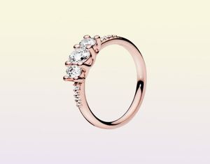 Rose Gold Three Stone Ring Women Girls Reput Designer Gioielli per il designer per veri e propri anelli amanti in argento sterling con originale7109747