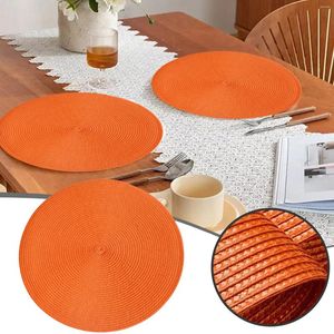 Table Mats Round Placemats 15 Inch Plastic For Dining Tables Christmas Halloween Woven Washable Non-Slip Place Coasters Set