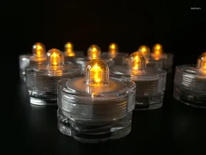 Party Decoration 10st Battery Operated LED Tea Light Submersible Waterproof Candle Lamp Wedding Flameless Home Vase Floralytes Decor-Amber