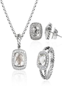 Kabelörhängen ring smycken set diamanter hänge och örhänge set lyxkvinnor gåvor5455075