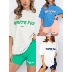 T-shirt White Foxx Womens Sleeve Designer de T-shirt Summer Manga curta Moda de camiseta casual feminino solto colorido sólido Sorto de moletom European Whitefox 552