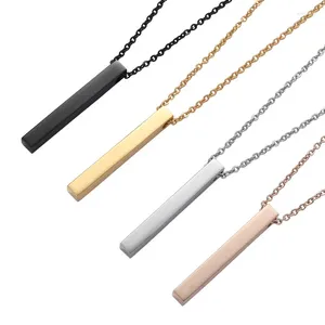 Pendant Necklaces 10pcs 5 40mm Simple Glossy Stainless Steel Rectangular Three-Dimensional Necklace For Women Can Be Laser Carved Jewelry