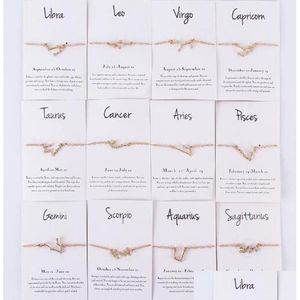 Bransoletki uroku 12 horoskopu cyrkon znaki zodiaku konstelacje bransoletki dla kobiet biżuterię upuszczenie Dhvpj