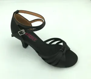 Dance Shoes Selling Fashion Womens Latin Ballroom Salsa In Black Satin 6279BLK Free Low High Heel