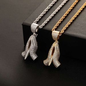 Rock einfache Internet Berühmtheit mit Trendsetter Diamant Eingelegtes Kupfer Halskette Hip-Hop-Schmuck für Männer HipHop Gebet Anhänger Bling Schmuck Schmuck