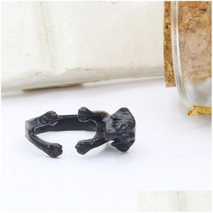Band Rings 10Pcs/Lot Antique Sier/Bronze Labrador Retriever Adjustable Animal Dog Breed For Women Wholesale Drop Delivery Jewelry Ring Dhmsq