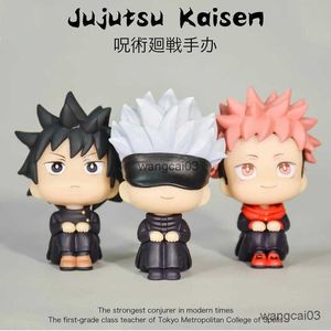 Actionspielzeug Abbildungen 10cm Figur Q Version Anime Jujutsu Kaisen Gojo Satoru Sitzen Nanami Kento Model Dolls Spielzeug Geschenk Sammeln Sie Boxed PVC -Material