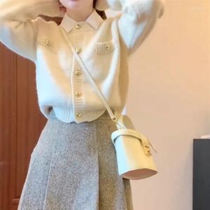 Sukienki robocze Koreańska wersja słodka mała pachnąca swetra swetra jesienna i zimowa spódnica z wysokim poziomem dwuczęściowym zestawem kobiecym ubraniem żeńskie
