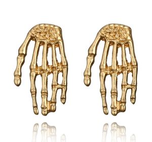 Punk Gold Color Hand Shape Studörhängen för kvinnor Personlighetslegering Geometriska studs Earring Statement Smycken Fashion Jewelry Who6457219