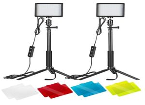 Neewer 2 Packs Dimmable 5600K USB LED Video Light with Adjustable Tripod StandColor Filters for TabletopLow Angle Shooting T20063512669