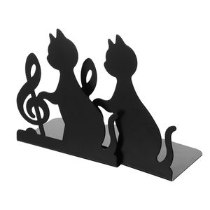 Book Stand Black Cat Bookend Office Table Top Bookhelf Decorative Desktop Metal Bookends för