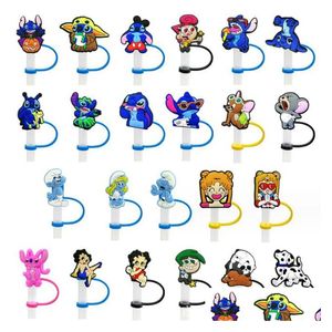 Drinking Straws Novos estilos Blue St Toppers Ers Charms PVC PVC Reutilable Dust Plug Plug Cartoon Decoration Acessórios para STS Drop Drop Home Ottl7