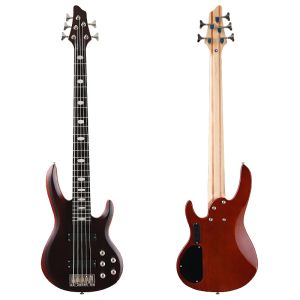 Gitarr Active 5 String Bass Guitar Black Color Electric Bass Guitar Solid Okoume Body Matte Finish Hickory Wood Top
