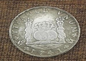 Coluna dupla em espanhol 1741 Antigo Coinheiro de cobre prata Diâmetro de moeda de prata estranho 38mm7726495