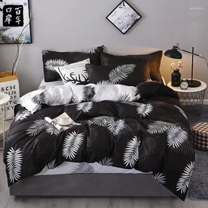 Sängkläder sätter bit Aloe Cotton Set Modern Plaid Sheet Bed Pillow Case Däcke Cover 19 Styles For Home