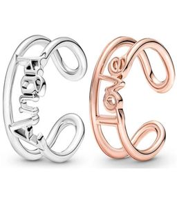 Аутентичный 925 серебряный кольцо стерлингового кольца Me Angel Love Open Ring Luxury For Women 2022 Girls Fit P модные украшения 2022 Новый День Матери Подарок 190105C00 180077C009554004