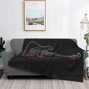 Decken 3D Strat -Umriss (schwarz) Trendstil lustiger Mode Soft Throw Decke Gitarrenmusik Indie Blues Gitarrist Musiker Bünde