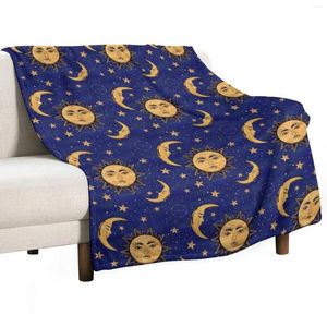 Filtar vintage Moon och Sun Stars Celestial Throw Filt Hairy Anime