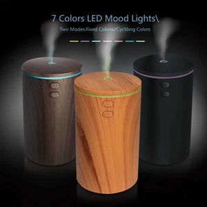 Umidificatori DC 5V 100 ml AIR UMIDIFICATORE IN LEGNO DI LEGNO COLORE ULTRASONICO DEFFUSER OLIO DI AROMA COLORE LED LED Humidificador CAR DIFUSOR