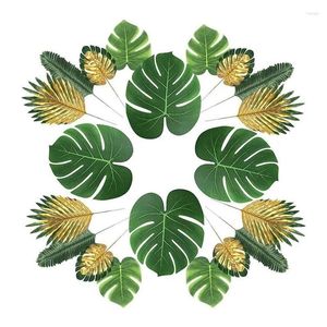 Kwiaty dekoracyjne AT69 -Akcyjne liście palmowe 66 szt. Tropikalne sztuczne rośliny hawajskie imprezowe wystrój zakładu rośliny Dekoracja dżungli