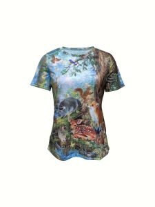 2024 Toppkvinnor Animal Printed T-shirt för kvinnor överdimensionerade t-shirts kvinnor trending kläder sommar billig blus besättning hals tees