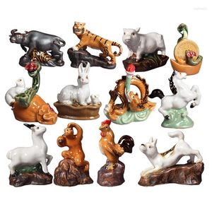 Figurine decorative Decorazioni per la casa Craft Miniature Ceramica Animali zodiacali cinesi Accessori rocciosi bonsai Acquario