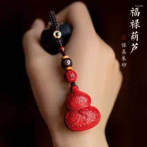 Keychains Natural High-Content Cinnabar Fulu Gourd Car Keychain Multi-Fortune Multi-Blessing Creative Portable Men And Women Jewelry