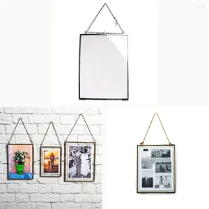 Frames Black Brass And Glass Metal Floating Desk Po With Locket Closure For Pictures Art