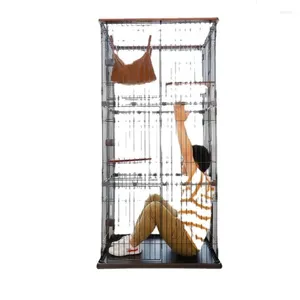 Abbigliamento per cani gatto gatto villa in legno massiccio domestico domestico oversize model cattery house di lussuoso ferro di lusso