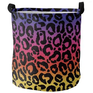 Laundry Bags Leopard Animal Skin Gradient Foldable Basket Kid Toy Storage Waterproof Room Dirty Clothing Organizer