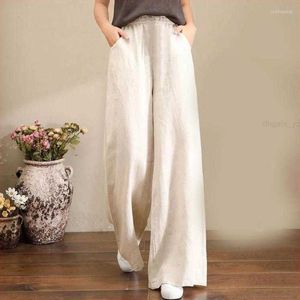 Women Linen Wide Leg Pants Spring Summer Casual Solid Comfort Loose Straight Trousers Streetwear Drawstring Sweatpant Pants