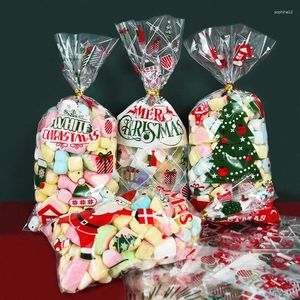 Gift Wrap 50pcs Merry Christmas Plastic Bag Santa Claus Snowflake Candy Cookie Bags Year Favors Xmas Biscuit Baking Packaging