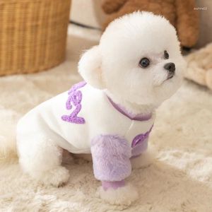 Aparel de cachorro Inglês suéter bordado para animais de estimação Pequeno pulôver de duas patas de inverno roupas de pelúcia de pelúcia