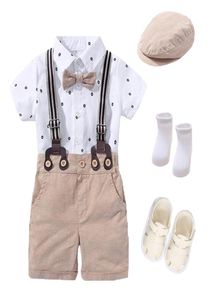 Baby Boy Rodper Clothing Conjunto de trajes de arco de belo recém -nascido 1º aniversário Hat chapéu impresso Rompers Belt Belt Infant Crianças Roupa Clothes3288482