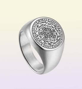 A chave do Solomon Rings Aço inoxidável Seda Os sete arcanjos anel de amuleto de amuleto de aço jóias de aço M4 211217533975716663272