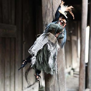 Party Decoration Halloween 2024 Witch Pendant Toys Electric Hanging Prop Haunted House Bar Toy Decor