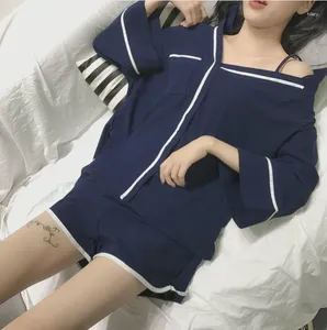 Домашняя одежда корейская свободная женская спальная пижама набор женщин с коротким рукава