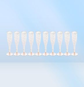 Disposable Dinnerware 20pcs Gold Glitter Plastic Champagne Flutes Cups Toasting Glasses Wedding Baby Shower Party Supplies3235841