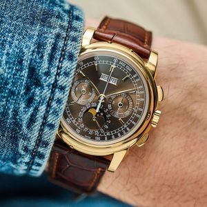 Original Patekphilippe Mens titta på stora komplikationer Perpetual Calender Chronogragh Watches Automatisk rörelse Designer Luxury Watches Montre Dhgate New