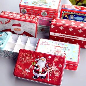Gift Wrap 1pc Christmas Gifts Metal Tin Box Rectangle Candy Cookies Packaging Santa Claus Storage Party Supplies