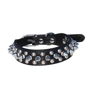 Dog Apparel Leather Spiked Studded Collar 1 Inch Wide For Small/X-Small Breeds And Puppies (Black S: Neck 6-8 Inch)