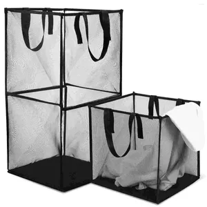 Storage Bags 2 Pcs Collapsible Laundry Basket Mesh Hamper Multifunction Baskets Polyester Clothes Folding Sundries Holder